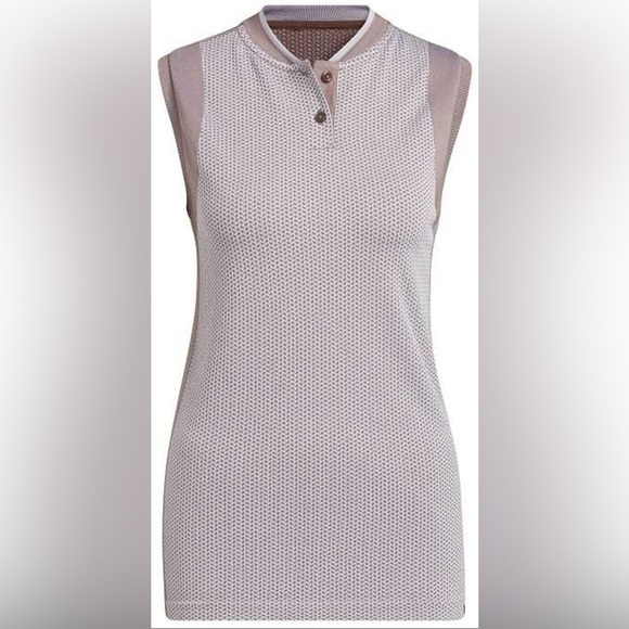 ADIDAS Ultimate 365 Tour Prime Knit Polo Sleeveless Shirt Earth‎ Strata Taupe XL - Picture 4 of 13